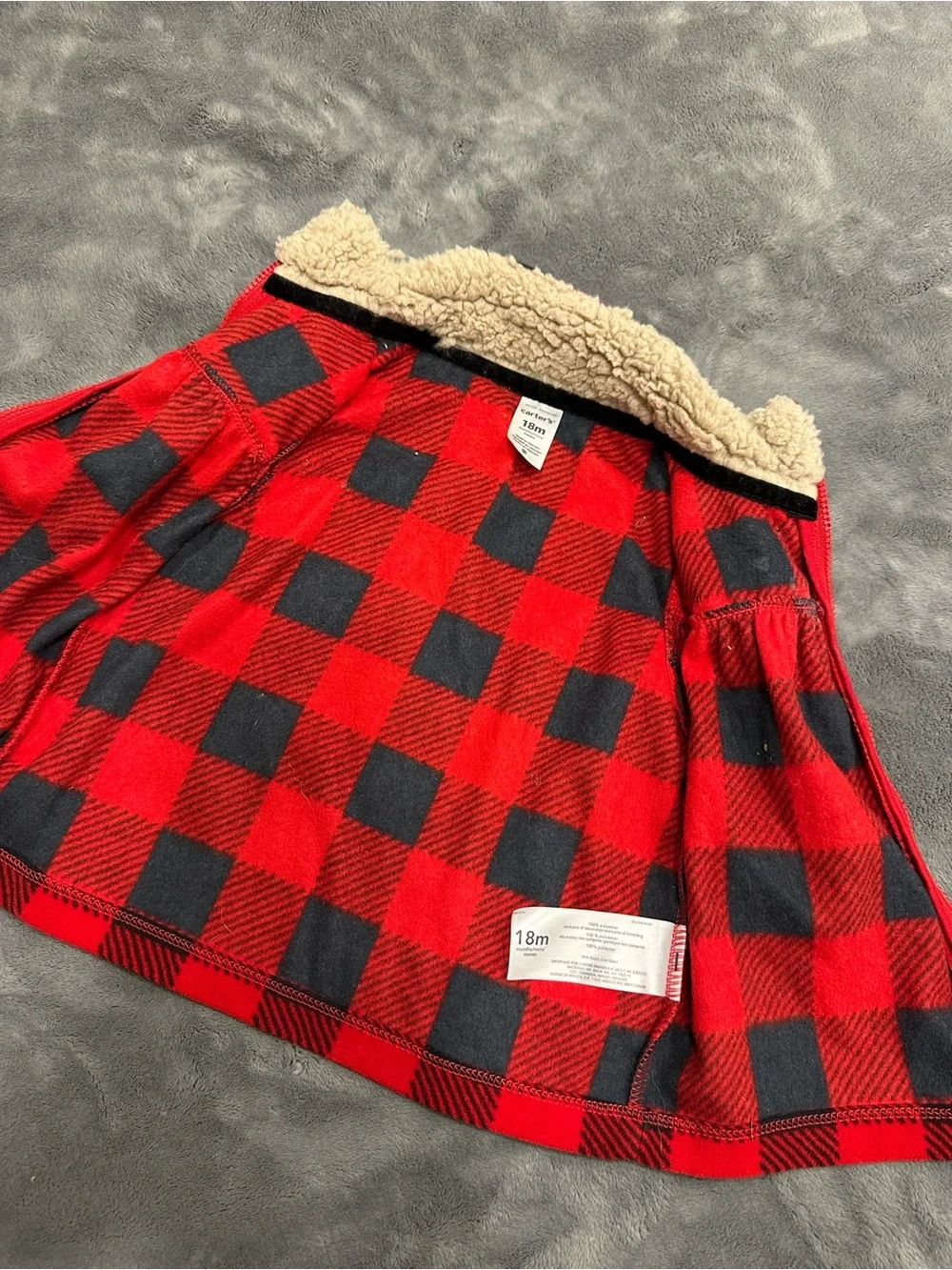 Carter's Red and Black Buffalo Plaid Fleece Vest